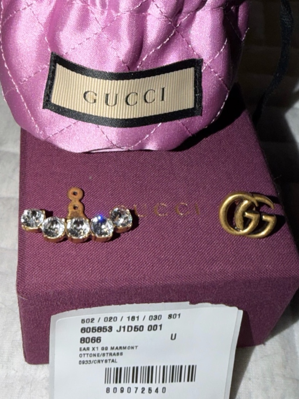 Gucci Gold Double G Earring with Detachable Crystal Row - Picture 3 of 4